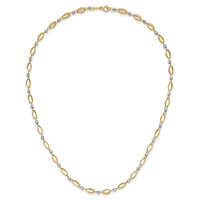 14K Two-Tone Fancy Mirror Bead Necklace-SF1853-18
