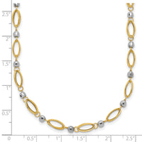 14K Two-Tone Fancy Mirror Bead Necklace-SF1853-18