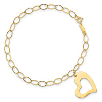 14k Yellow Gold Dangle Heart Bracelet-SF1856-7.25