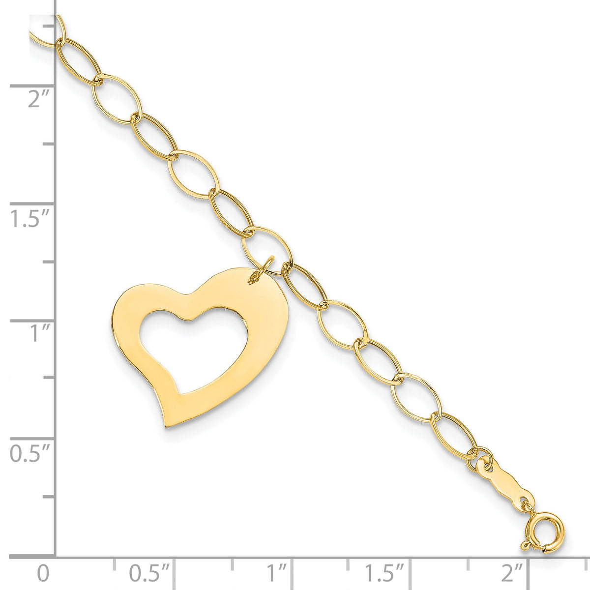 14k Yellow Gold Dangle Heart Bracelet-SF1856-7.25