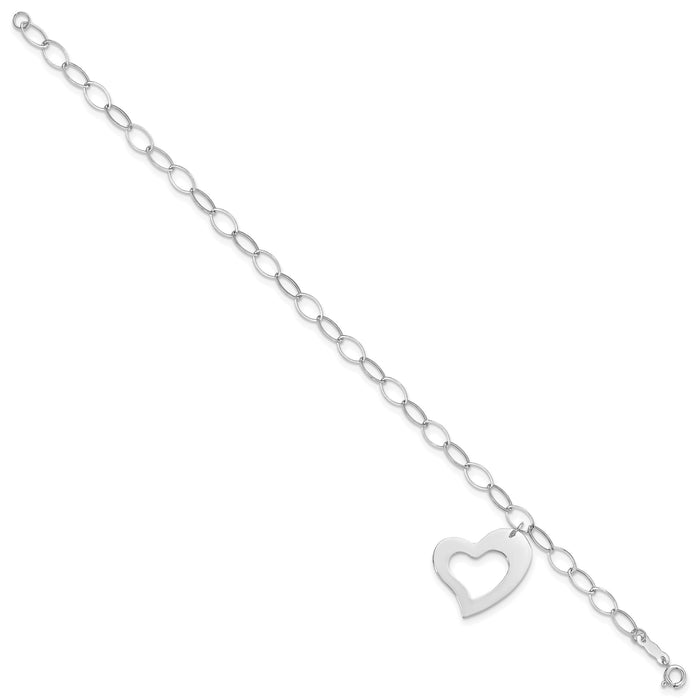 14k White Gold Dangle Heart Bracelet-SF1856W-7.25