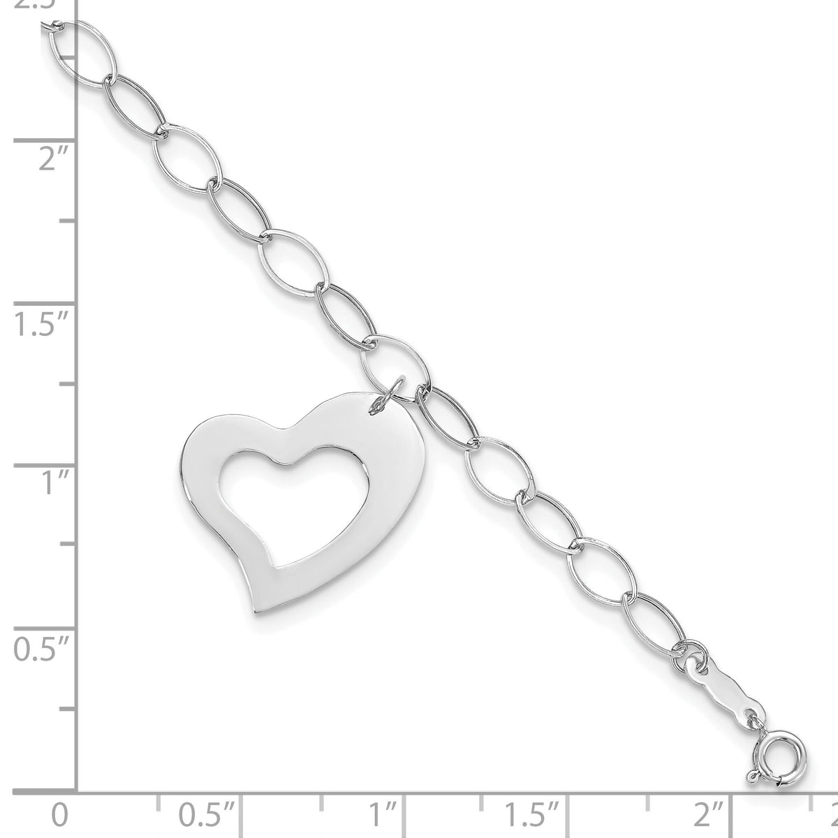 14k White Gold Dangle Heart Bracelet-SF1856W-7.25