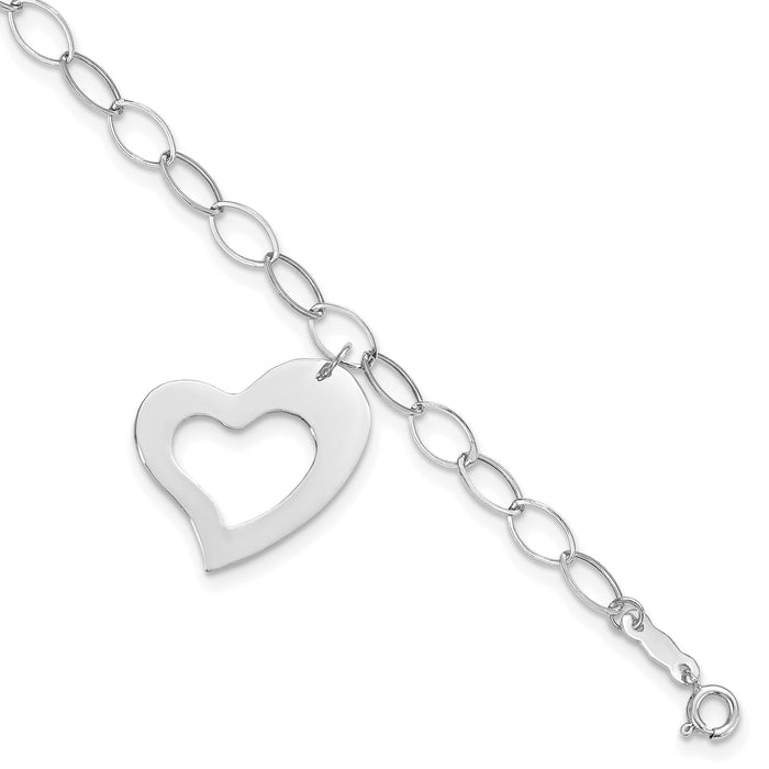 14k White Gold Dangle Heart Bracelet-SF1856W-7.25