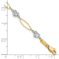 14k Two-tone Puff Heart & Flat Oval Bracelet-SF1859-7.25