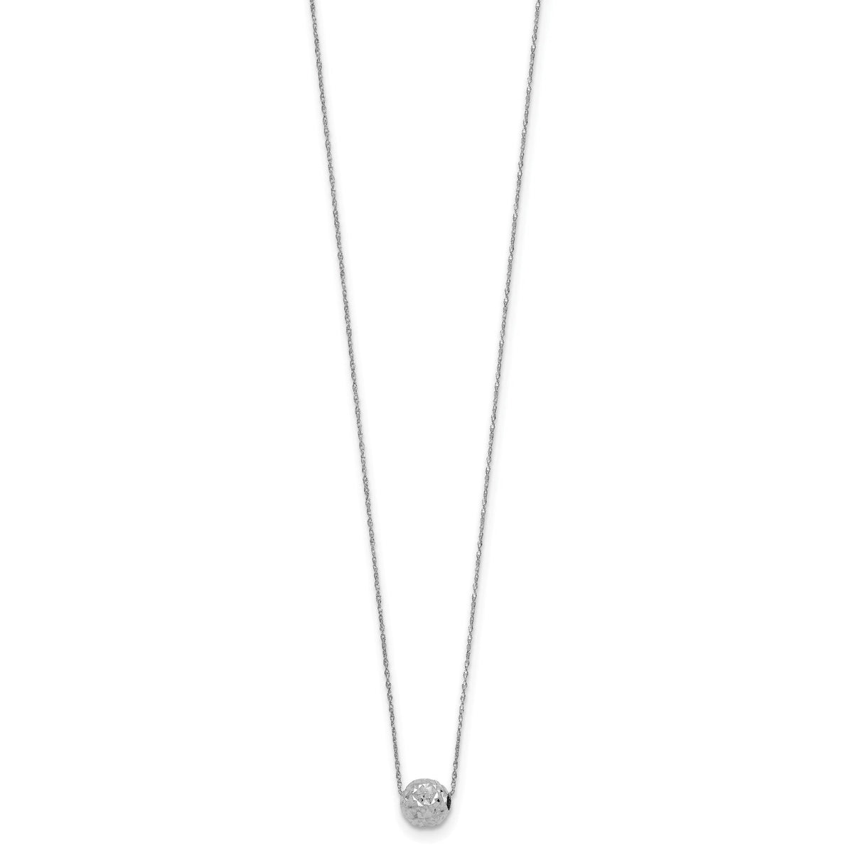 14k White Gold Bead 18in Necklace-SF1873W-18