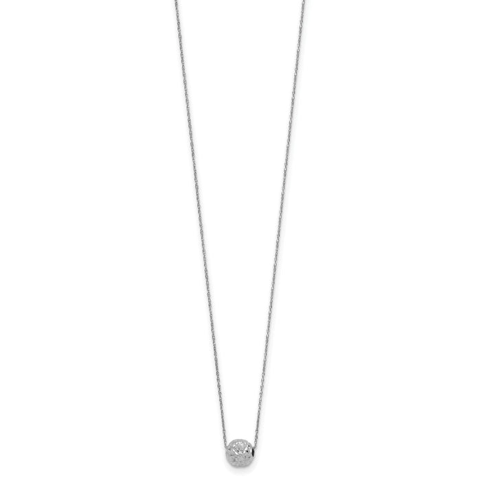 14k White Gold Bead 18in Necklace-SF1873W-18