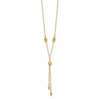 14k Yellow Gold Bead Lariat with 2in ext Necklace-SF1890-16