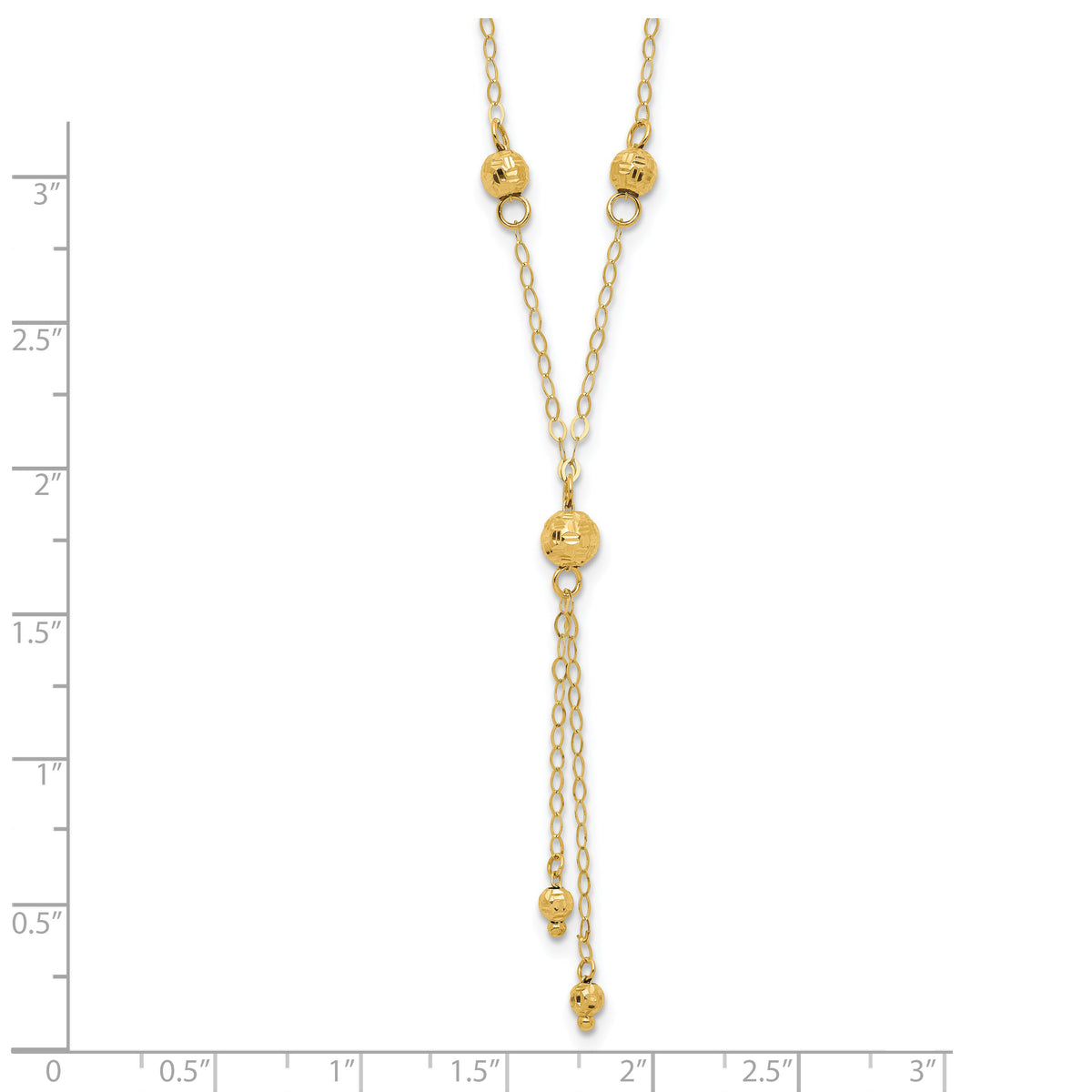 14k Yellow Gold Bead Lariat with 2in ext Necklace-SF1890-16