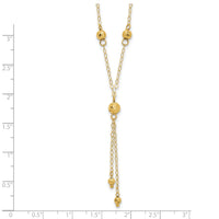 14k Yellow Gold Bead Lariat with 2in ext Necklace-SF1890-16