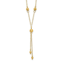 14k Yellow Gold Bead Lariat with 2in ext Necklace-SF1890-16