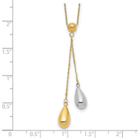 14k Yellow and White Gold Teardrop Puff Lariat Necklace-SF1892-18