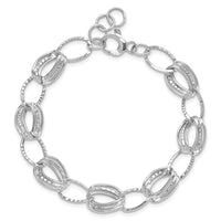 14k White Gold Polished and Textured Hollow w/1 in ext. Bracelet-SF1927-7.5