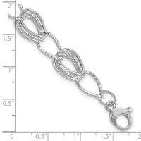 14k White Gold Polished and Textured Hollow w/1 in ext. Bracelet-SF1927-7.5
