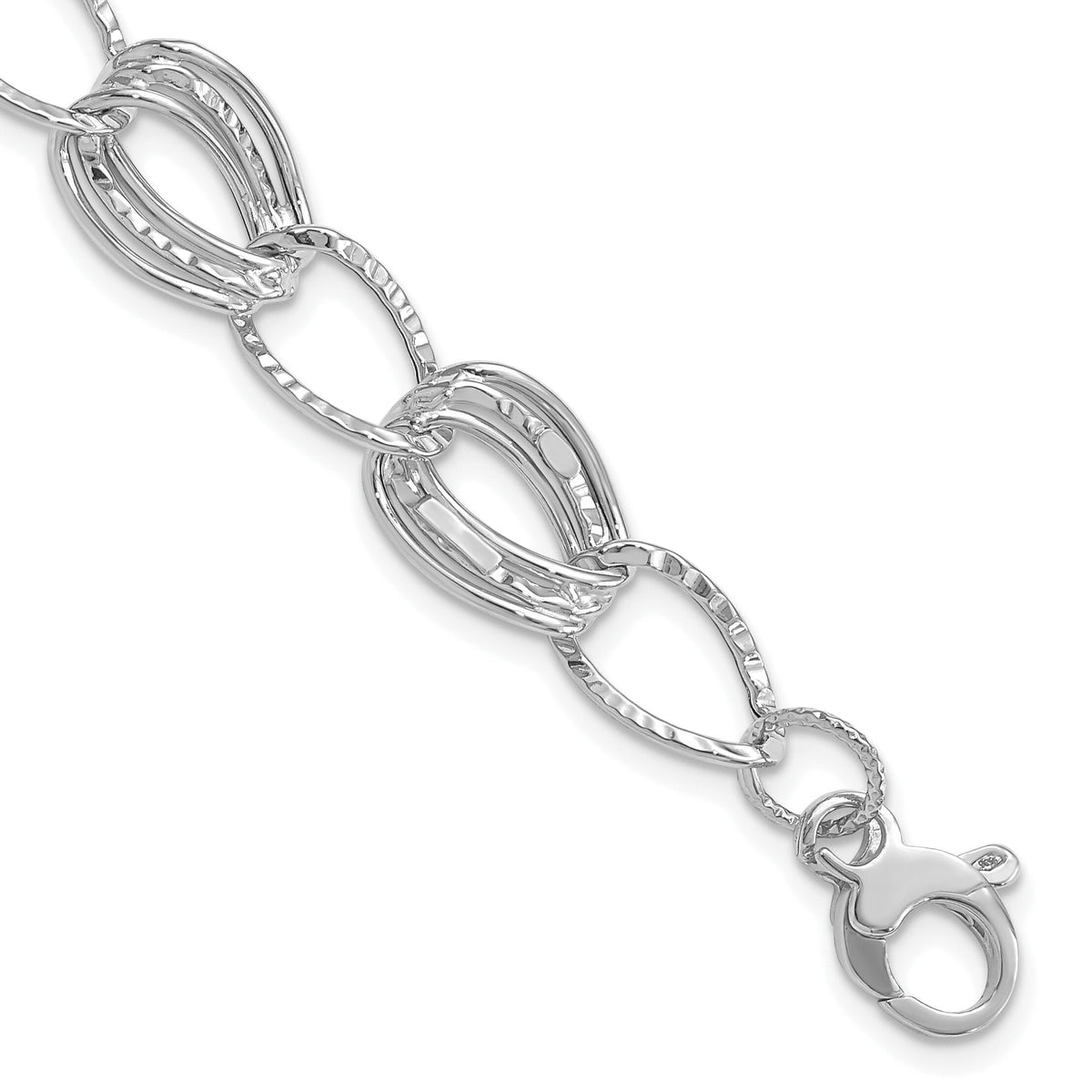 14k White Gold Polished and Textured Hollow w/1 in ext. Bracelet-SF1927-7.5