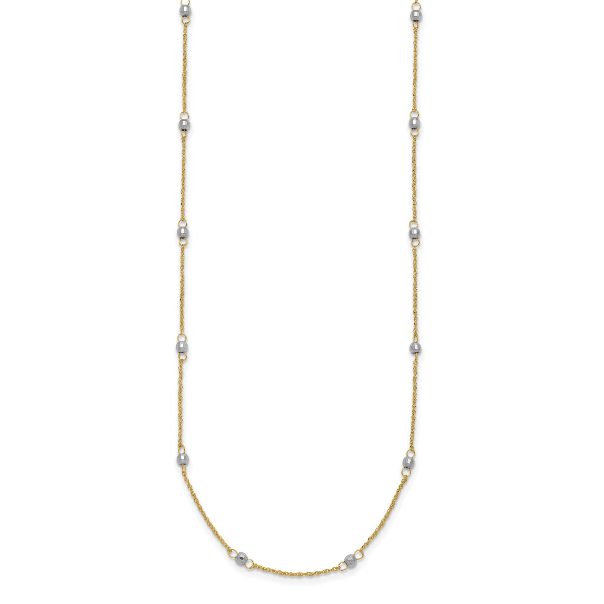 14K Two-tone Ropa Mirror Bead W/2in Ext Necklace-SF2002-16