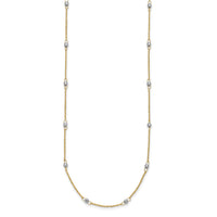 14K Two-tone Ropa Mirror Bead W/2in Ext Necklace-SF2002-16
