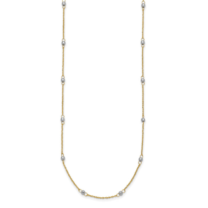 14K Two-tone Ropa Mirror Bead W/2in Ext Necklace-SF2002-16
