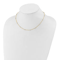 14K Two-tone Ropa Mirror Bead W/2in Ext Necklace-SF2002-16