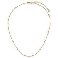 14K Two-tone Ropa Mirror Bead W/2in Ext Necklace-SF2002-16