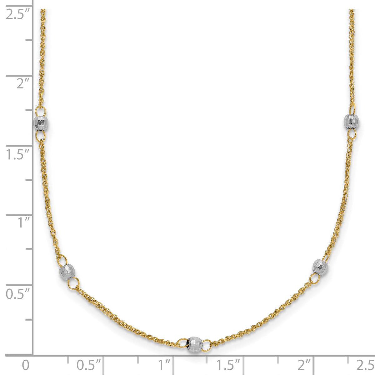 14K Two-tone Ropa Mirror Bead W/2in Ext Necklace-SF2002-16