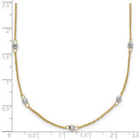 14K Two-tone Ropa Mirror Bead W/2in Ext Necklace-SF2002-16