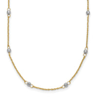 14K Two-tone Ropa Mirror Bead W/2in Ext Necklace-SF2002-16