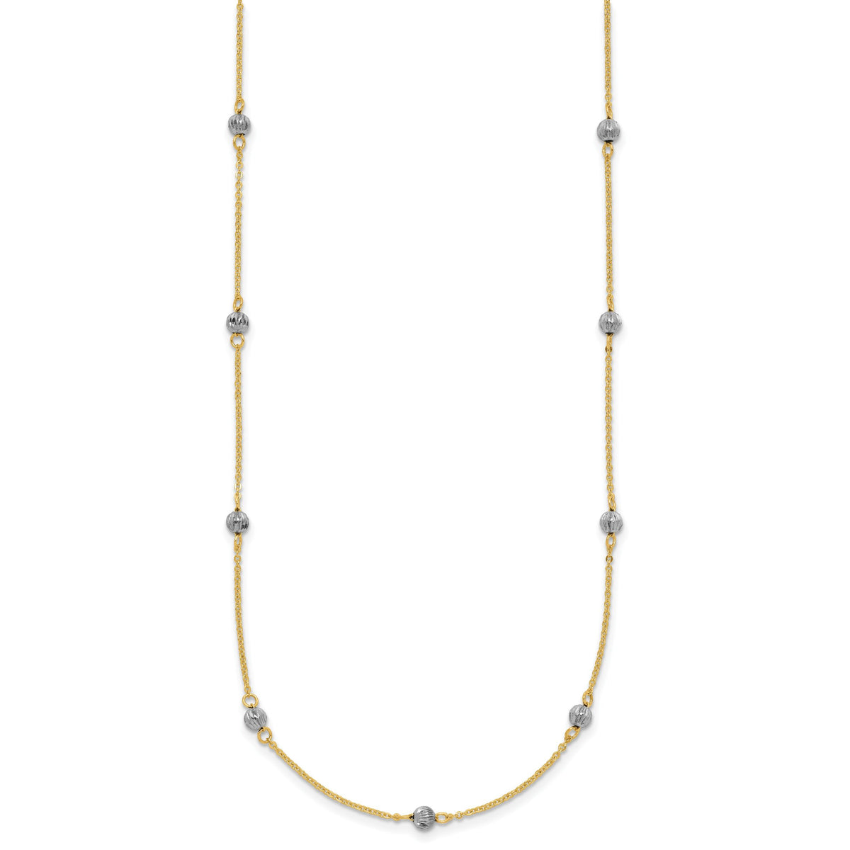 14K Two-tone D/C Beads w/ 2in Ext Necklace-SF2003-16
