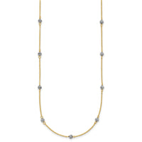 14K Two-tone D/C Beads w/ 2in Ext Necklace-SF2003-16