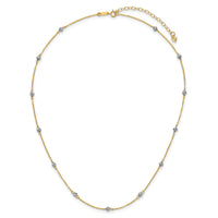 14K Two-tone D/C Beads w/ 2in Ext Necklace-SF2003-16