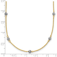 14K Two-tone D/C Beads w/ 2in Ext Necklace-SF2003-16