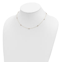 14K Two-tone Oval Chain Diamond Cut Stars w/ 2in Ext Necklace-SF2011-16