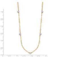 14K Two-tone Oval Chain Diamond Cut Stars w/ 2in Ext Necklace-SF2011-16