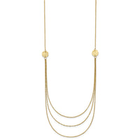 14K 3 Layer Ropa Chain Texture Side Circles W/ 2in Ext Necklace-SF2013-16