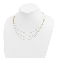 14K 3 Layer Ropa Chain Texture Side Circles W/ 2in Ext Necklace-SF2013-16