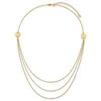 14K 3 Layer Ropa Chain Texture Side Circles W/ 2in Ext Necklace-SF2013-16