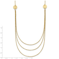 14K 3 Layer Ropa Chain Texture Side Circles W/ 2in Ext Necklace-SF2013-16