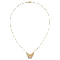 14k Yellow & Rose Gold w/ Rhodium Butterfly Necklace-SF2041-18