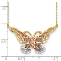 14k Yellow & Rose Gold w/ Rhodium Butterfly Necklace-SF2042-17