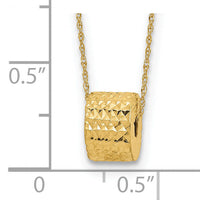 14K Rope Chain w/ Barrel Bead w/ 2in Extension Necklace-SF2061-16