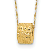 14K Rope Chain w/ Barrel Bead w/ 2in Extension Necklace-SF2061-16