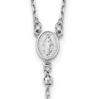 14k White Gold 3mm Mirror Beaded Rosary 24 inch Necklace-SF2064-24