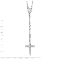 14k White Gold 3mm Mirror Beaded Rosary 24 inch Necklace-SF2064-24
