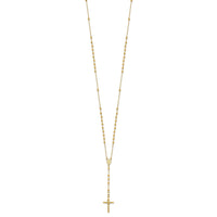 14k 3mm Mirror Beaded Semi-solid Rosary Necklace-SF2065-24