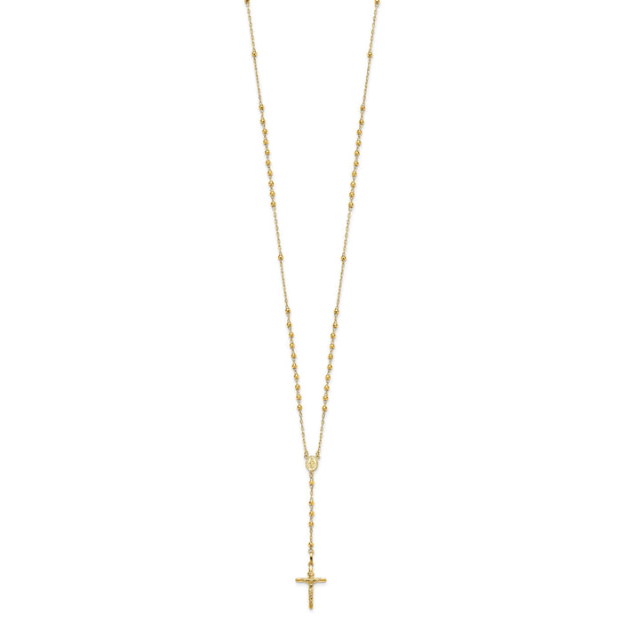 14k 3mm Mirror Beaded Semi-solid Rosary Necklace-SF2065-24