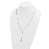 14k 3mm Mirror Beaded Semi-solid Rosary Necklace-SF2065-24