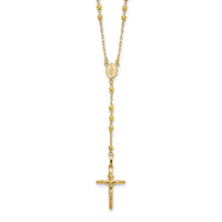 14k 3mm Mirror Beaded Semi-solid Rosary Necklace-SF2065-24