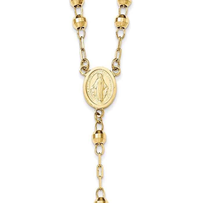14k 4mm Mirror Beaded Semi-solid Rosary 24 inch Necklace-SF2066-24