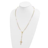 14k 4mm Mirror Beaded Semi-solid Rosary 24 inch Necklace-SF2066-24