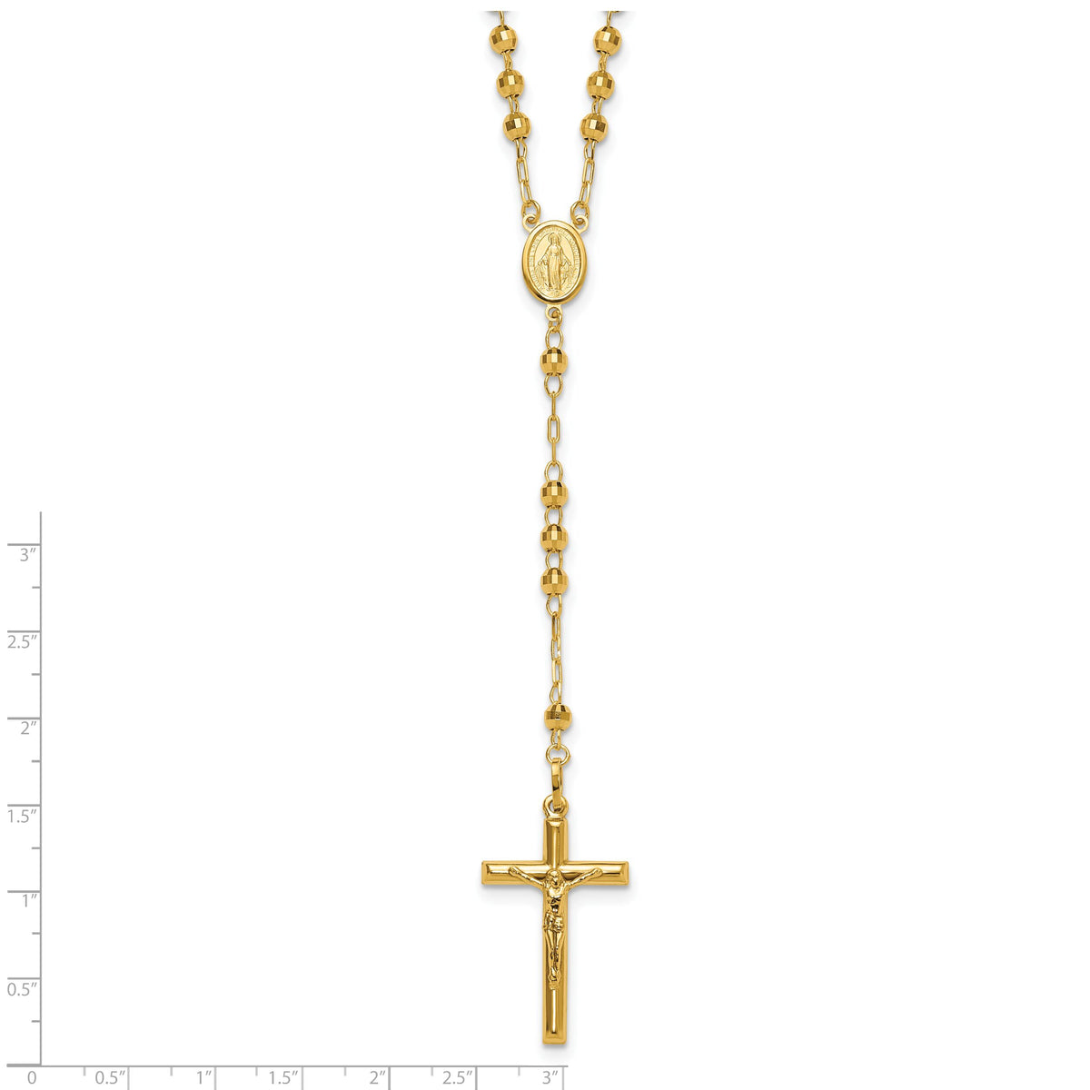 14k 4mm Mirror Beaded Semi-solid Rosary 24 inch Necklace-SF2066-24