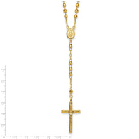 14k 4mm Mirror Beaded Semi-solid Rosary 24 inch Necklace-SF2066-24